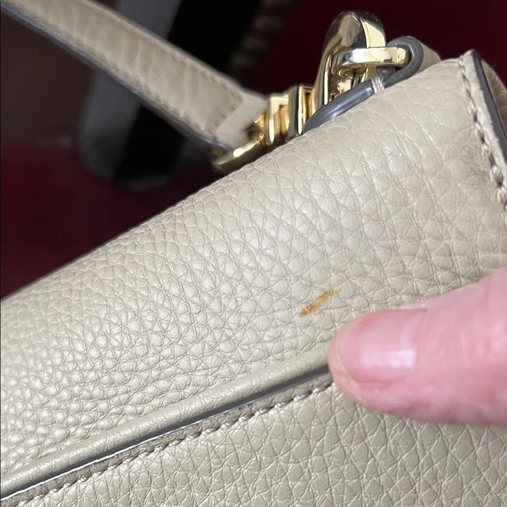 Tory Burch Pebbled Leather Satchel in Taupe with Gold Hardware EUC - Picture 5 of 10
